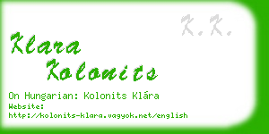 klara kolonits business card